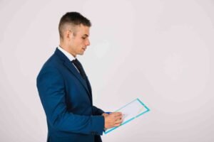 jpeg optimizer businessman with clipboard